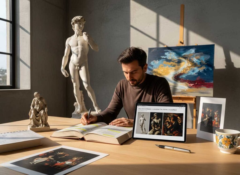 verbo scolpire dipingere critica arte italiano b2 magnifico mondo italiano