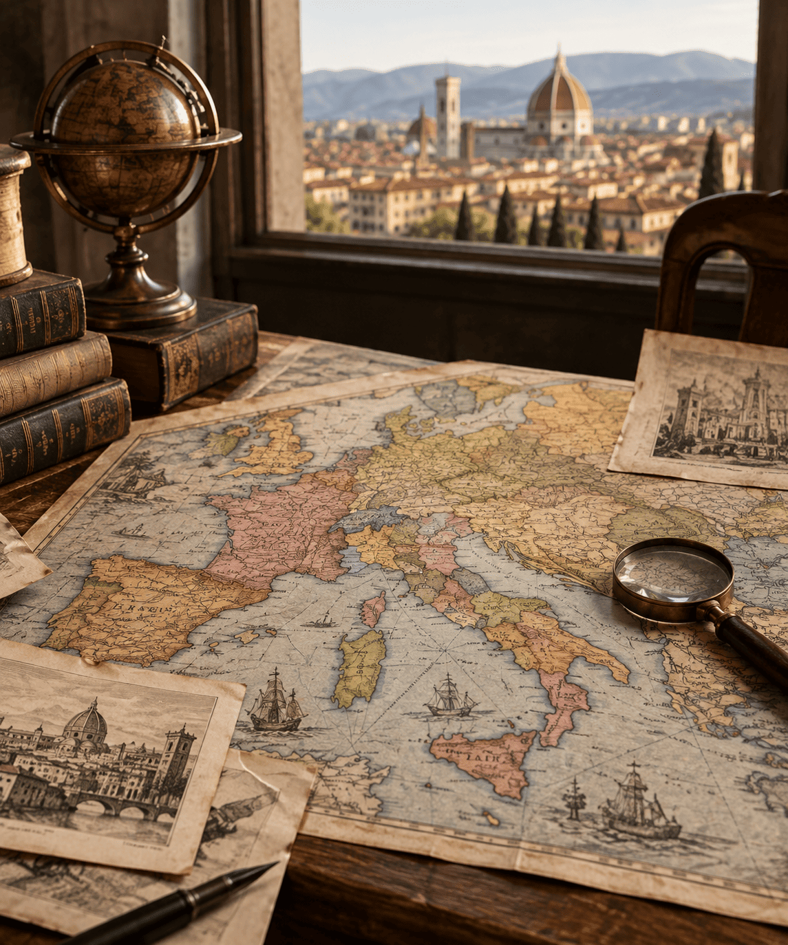 Studio storico con mappa dItalia antica