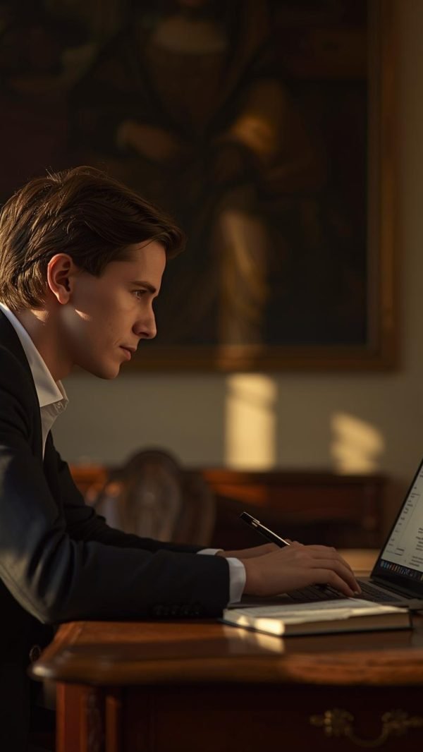 an adult learner studying Italian online