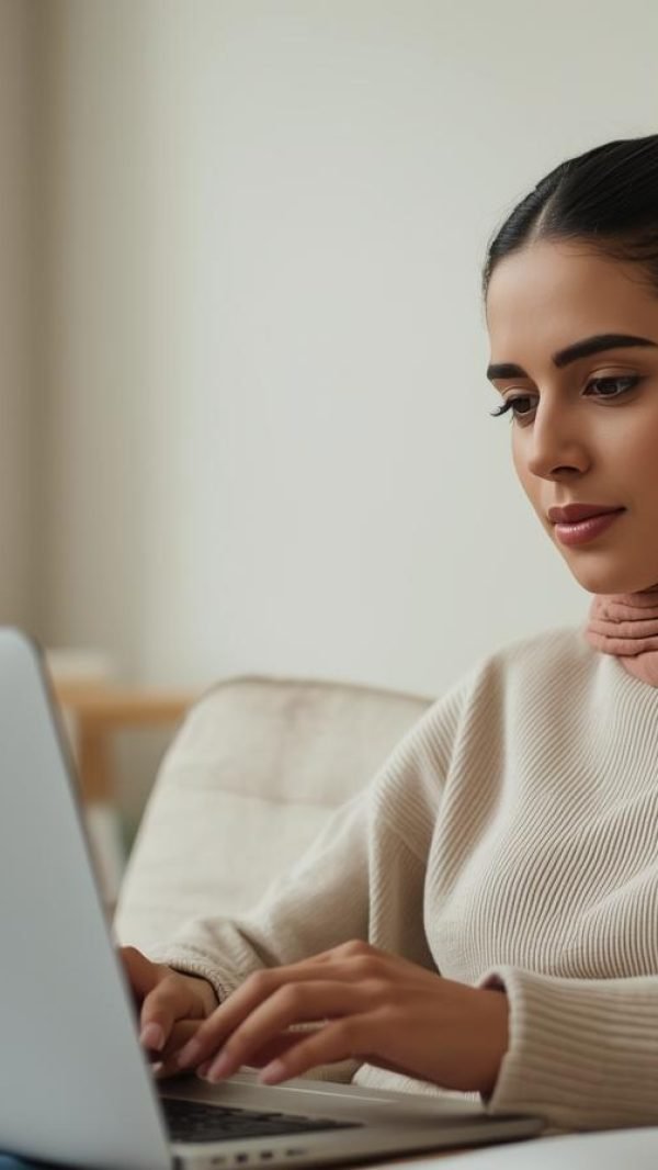 donnna segue lezione di taliano come LS online